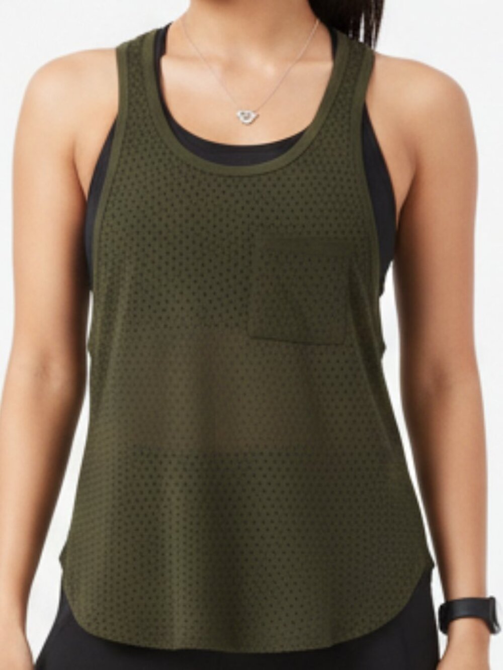 Banana Republic Dark Green Mesh Netted Casual Scoop Neck Womens Size XS Tank Top